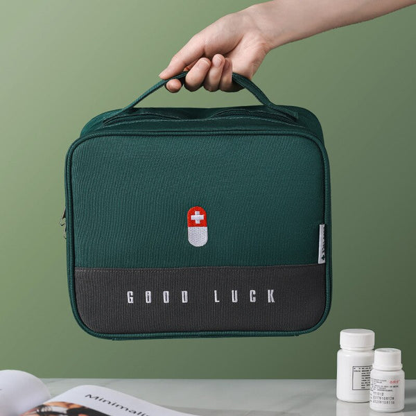 Household Thickened Layered Medicine Box Large Capacity Portable Waterproof Cloth Medicine Cabinet Storage First Aid Kit Bins