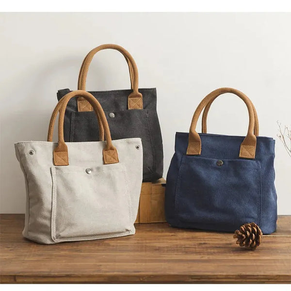 New Japanese Women Handbag Zipper Style Hot Sale Canvas Bento Bag Different Colors Portable Canvas Women Bag