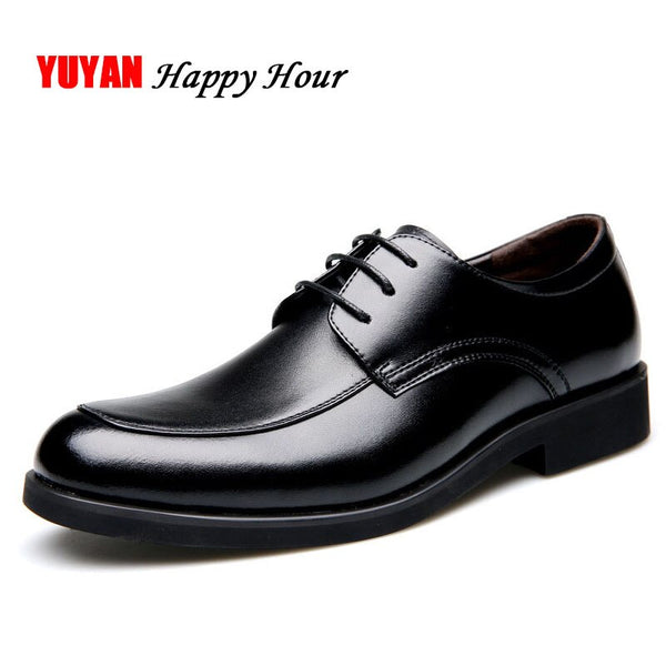 Fashion Business Shoes for Men Flat Genuine Leather Brogues Casual Shoes Male Brand Footwear Mens Casual Shoes Black J016