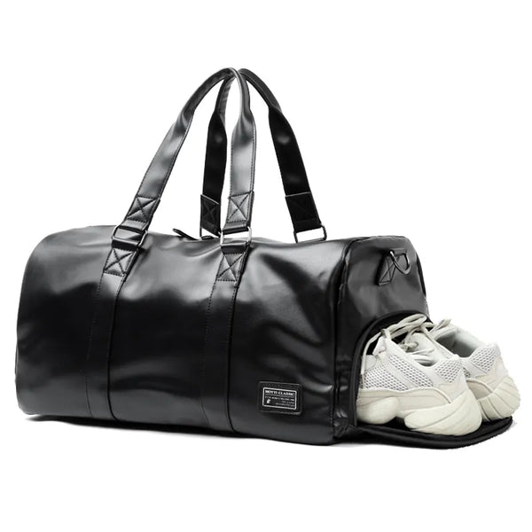 Premium Gym Bag Leather Sports Bags Wet And Dry Separation Men Handbag Fitness Weekend Zipper Travel  Bag With Shoes Packet
