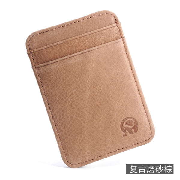 Fashion 100% Genuine Leather Thin Bank Credit Card Case Mini Card Wallet Men Bus Card Holder Cash Change Pack Business ID Pocket
