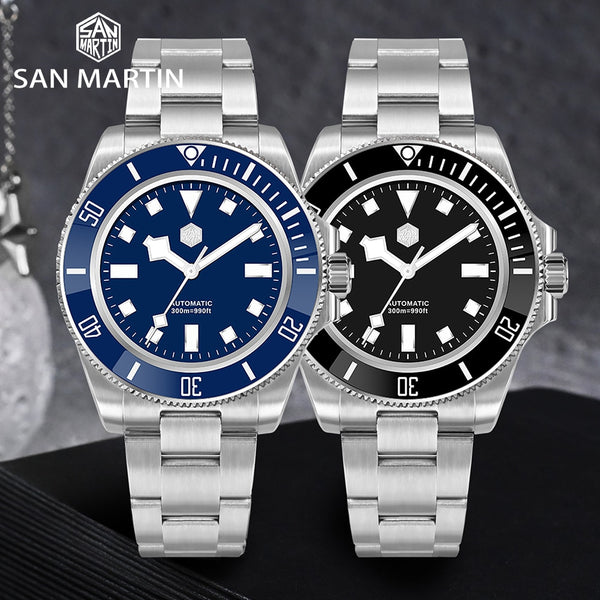San Martin 2023 New Stainless Steel Men Diver Watch NH35 Automatic Mechanical Classic Snowflake Hands Sapphire Waterproof 300m