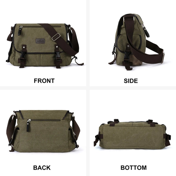 Vintage Canvas Crossbody Bag For Men, High Quality 13Inch Laptop Casual Messager Bag Large Capacity Multifunction Daily Outing