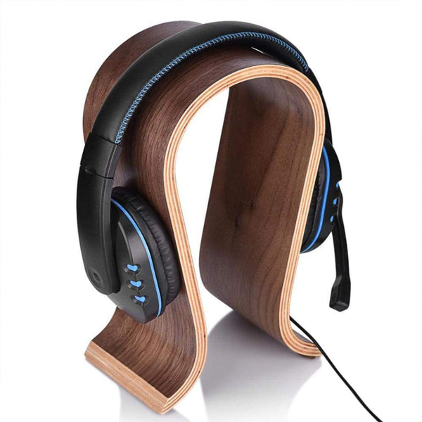 U Shape Headset Stand, Wooden Headphones Headset Holder Hanger Desk Headset Display Shelf Rack, for Almost All On-Ear Headphones