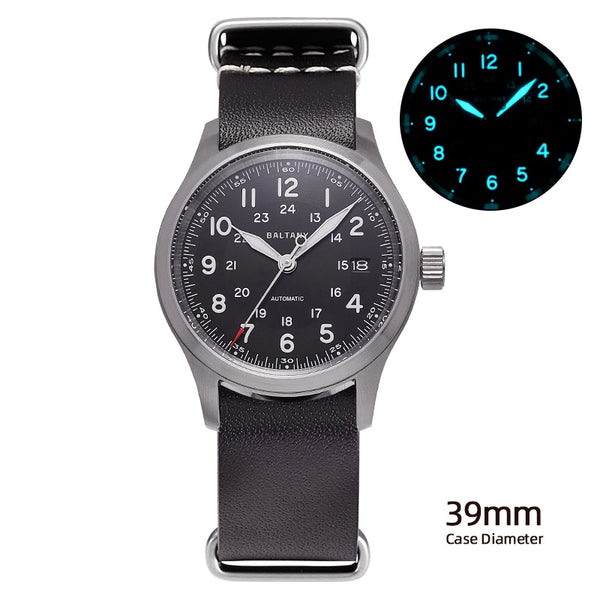 Baltany Military Style Men's Watches Homage Field Watch NH35 Calendar Window 10ATM Stainless Steel Luxury Retro Automatic Watch