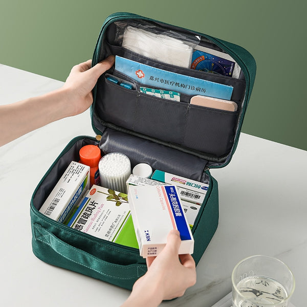 Household Thickened Layered Medicine Box Large Capacity Portable Waterproof Cloth Medicine Cabinet Storage First Aid Kit Bins