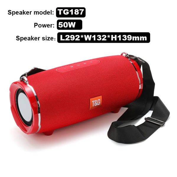 TG187 High Power 50W Portable Bluetooth Speakers Powerful Sound box Wireless Subwoofer Bass Mp3 Player FM radio 4400mAh Battery
