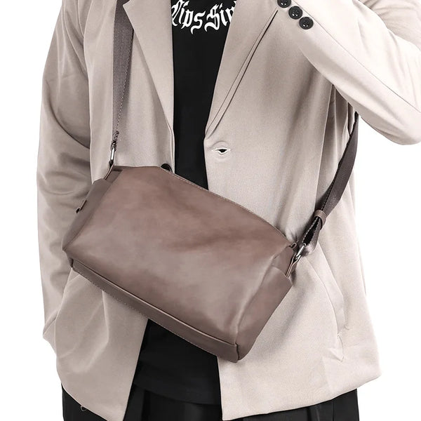 Simple Design Crossbody Bag  Men Fashion Casual Shoulder Messenger Bag Men Daily Solid PU Leather Crossbody Bags Handbags Bolsos