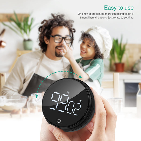 ORIA Magnetic Timer Countdown Stopwatch Manual Rotation Counter Work Sport Study Alarm Clock LED Digital Kitchen Cooking Timer