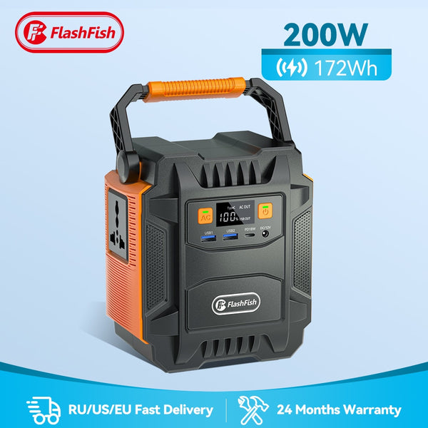 Flashfish 200W Portable Power Station 172Wh 230V Solar Generator 110V 48000mAh Power Supply Emergency Energy For Outdoor Camping