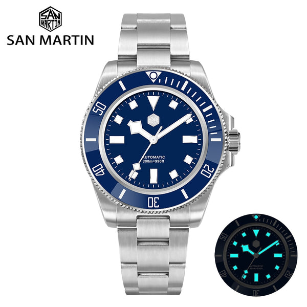 San Martin 2023 New Stainless Steel Men Diver Watch NH35 Automatic Mechanical Classic Snowflake Hands Sapphire Waterproof 300m