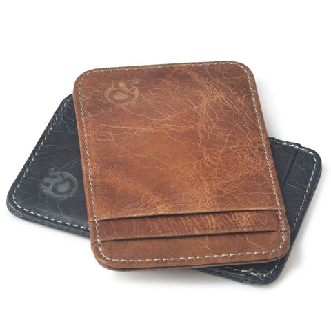 Fashion 100% Genuine Leather Thin Bank Credit Card Case Mini Card Wallet Men Bus Card Holder Cash Change Pack Business ID Pocket