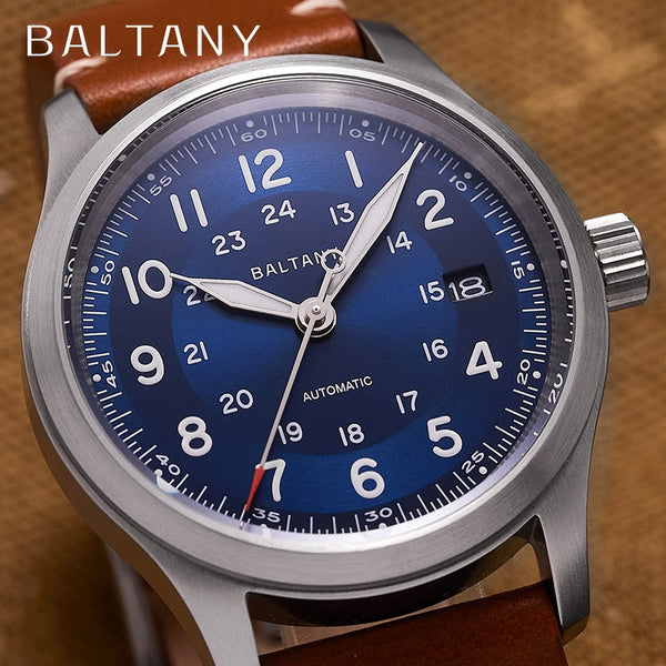 Baltany Military Style Men's Watches Homage Field Watch NH35 Calendar Window 10ATM Stainless Steel Luxury Retro Automatic Watch