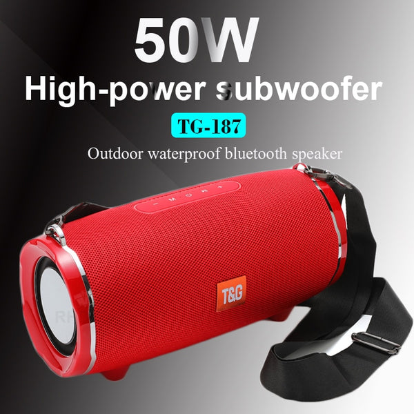 TG187 High Power 50W Portable Bluetooth Speakers Powerful Sound box Wireless Subwoofer Bass Mp3 Player FM radio 4400mAh Battery