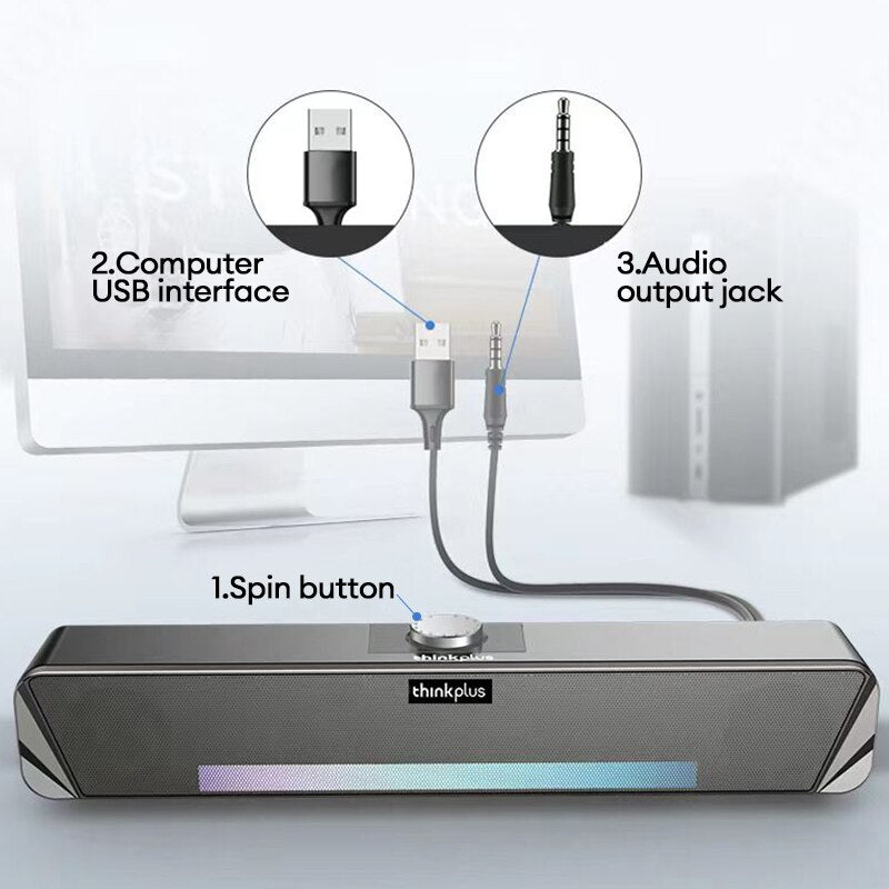 Lenovo TS33 Bluetooth 5.0 RGB Speaker Audio 360 Home TV Barra de